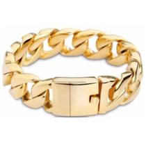 Pulseira Masculinha 18k Banhada a Ouro 18k Grossa D Ostentar