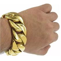 Pulseira Masculinha 18k Banhada a Ouro Ultra Grossa