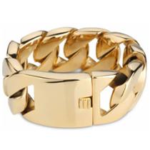 Pulseira Masculinha 18k Banhada a Ouro Ultra Grossa Inglesa