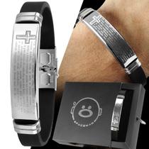Pulseira Masculino pai nosso aço inox +caixa presente Pulseira Masculino pai nosso aço inox +caixa presente