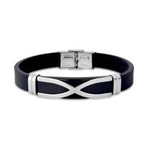 Pulseira masculino passante em x com detalhe preto