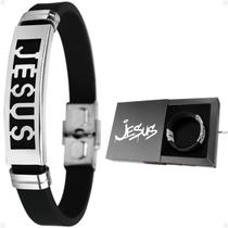 pulseira masculino placa prata jesus aço inoxidavel + caixa presente casual catolico social cristo silicone ajustavel pulseira masculino placa prata jesus aço inoxidavel + caixa presente casual catolico social cristo silicone ajustavel
