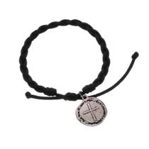 Pulseira Medalha das Duas Cruzes Trançada Unissex