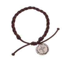 Pulseira Medalha das Duas Cruzes Trançada Unissex Pulseira Medalha das Duas Cruzes Trançada Unissex
