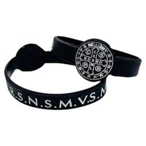 Pulseira Medalha de São Bento Borracha Preta