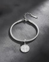 Pulseira medalha de São Bento em aço inox À Prova D'água e Suor, Não escurece Pulseira medalha de São Bento em aço inox À Prova D'água e Suor, Não escurece
