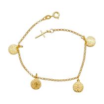 Pulseira Medalha de São Bento Folheado a Ouro 9 mm Pulseira Medalha de São Bento Folheado a Ouro 9 mm