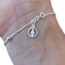 Pulseira Medalha Nossa Senhora Aparecida Zircônia Prata 925