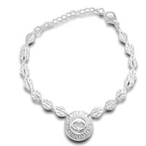 Pulseira Medalha Olho Grego em Relevo Banhada a Prata Semijoia