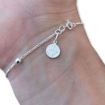 Pulseira Medalha São Bento Prata 925 Legítima Feminina Bola