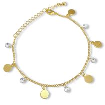 Pulseira Medalhas Lisas e Zirconia Banhada a Ouro 18k Semijoia