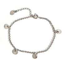 Pulseira Medalhas Lisas Ródio com Pingente Oração do Pai Nosso