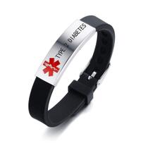 Pulseira Medical Alert ID Silicone HEABY TIPO 2 DIABETES