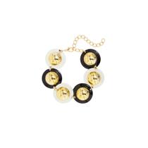 Pulseira metal circulos detalhe borda dourado