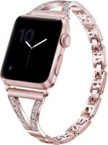 Pulseira Metal Compatível com Apple Watch Brilho V Dourado Rosê 40mm
