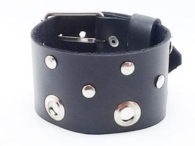 Pulseira metal em couro legitimo 4, 5 cm largura ref plc 0125