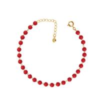 Pulseira Miçangas Vermelha Folheado A Ouro 18k Pulseira Miçangas Vermelha Folheado A Ouro 18k