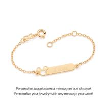Pulseira Mickey Baby Personalizável Banhada 552163 Rommanel Cor:Dourado