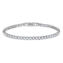 Pulseira Microzircônia Incolor Festa Banho de Prata Pulseira Microzircônia Incolor Festa Banho de Prata