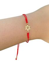 Pulseira Minha Estrela de David, Dourada Trançada vermelha Tamanho Maior, Bijuteria Israel Pulseira Minha Estrela de David, Dourada Trançada vermelha Tamanho Maior, Bijuteria Israel
