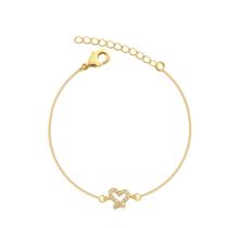 Pulseira Mini Coração Cravejado Folheada A Ouro Pulseira Mini Coração Cravejado Folheada A Ouro