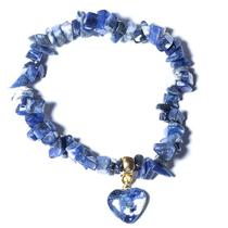 Pulseira Mini Coração Pedra Sodalita Azul Fibra Silicone Pulseira Mini Coração Pedra Sodalita Azul Fibra Silicone