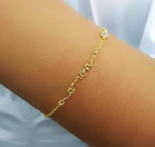 Pulseira Mini Elo Amor com Ponto de Luz Banhado em Ouro 18k
