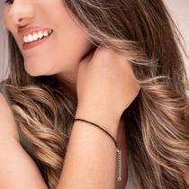 Pulseira Minimalista de Turmalina Negra Facetada com Fecho em Prata 925 - Amuleto de Proteção