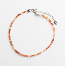 Pulseira Minimalista Facetada de Cristal Cornalina com Fecho de Prata 925 - Disposição e Felicidade