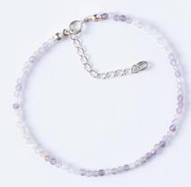 Pulseira Minimalista Facetada de Pedra Natural Fluorita com Fecho de Prata 925 - Superação e Compreensão