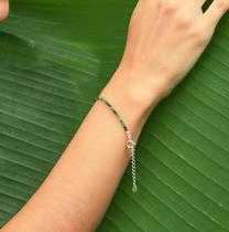 Pulseira Minimalista Facetada de Zoisita com Rubi e Fecho em Prata 925 - Paixão pela Vida, Sucesso e Sabedoria Pulseira Minimalista Facetada de Zoisita com Rubi e Fecho em Prata 925 - Paixão pela Vida, Sucesso e Sabedoria