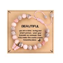 Pulseira MIXJOY Butterfly Charm Pink Zebra Stone 16-22 cm