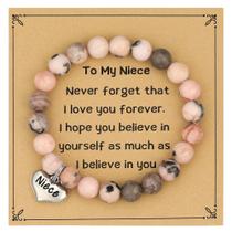 Pulseira MIXJOY Niece Pink Zebra Stone Elastic Beads