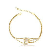 Pulseira Moderna e Chique Banhada em Ouro 18k Zircônio Coração e Cruz Cintilante Pulseira Moderna e Chique Banhada em Ouro 18k Zircônio Coração e Cruz Cintilante