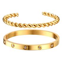 Pulseira MPRAINBOW, 2 peças de zircônia cúbica banhada a ouro 18 quilates