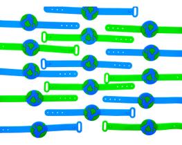 Pulseira Mundo Planeta Terra 10un Emborrachada Ajuste Mimo