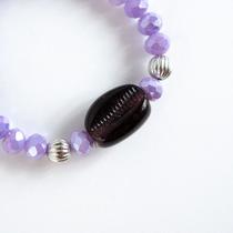 Pulseira Nana Búzios Lilás Cristal e Silicone Pulseira Nana Búzios Lilás Cristal e Silicone