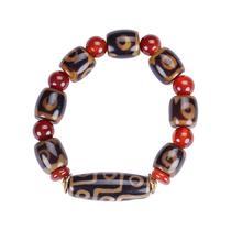 Pulseira natural de ágata tibetana Dzi Bead 12 mm unissex Pulseira natural de ágata tibetana Dzi Bead 12 mm unissex