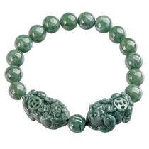 Pulseira natural de jadeíte A-Grade Double Pixius 10 mm Beads Pulseira natural de jadeíte A-Grade Double Pixius 10 mm Beads