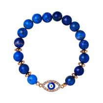 Pulseira Natural Lapis Lazuli Evil Eye Protection 8 mm, miçangas Pulseira Natural Lapis Lazuli Evil Eye Protection 8 mm, miçangas