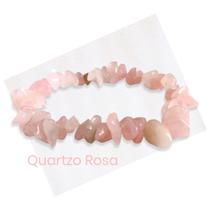 Pulseira Natural Pedra Quartzo Rosa Em Cascalho - Amor e Autoestima