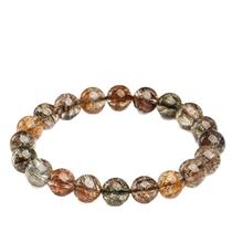 Pulseira Natural Super Seven Crystal com titânio dourado preto