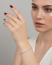 Pulseira navetes cravejados triangular - Banhado em prata 925