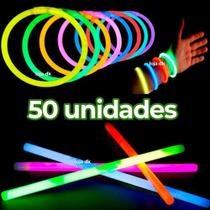 Pulseira Neon Ultra Brilho Fluorescente - Com 50 Unidades - Dinka