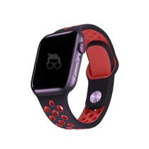 Pulseira NK furadinha respirável de silicone compatível com apple watch series 1-8 cor Preto/Vermelho