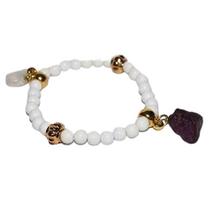 Pulseira Nlux Purpurita e Coração Cristal Cura Espiritual