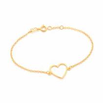 Pulseira no formato coração vasado banhada a ouro 18k/551709 Pulseira no formato coração vasado banhada a ouro 18k/551709