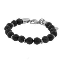 Pulseira Nordic Dagny Pedra Olho de Tigre Azul 8mm Aço 19cm+4cm