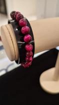 Pulseira Nordic Indra Pedra Olho de tigre rosa 8mm Olho de tigre vermelho 10mm