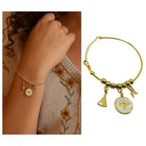 Pulseira Nossa Senhora Aparecida Espírito Santo Metal Dourado Pulseira Nossa Senhora Aparecida Espírito Santo Metal Dourado